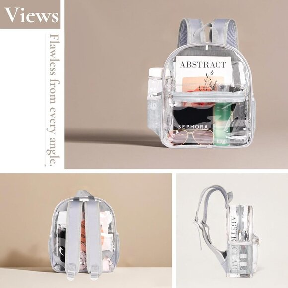 Elegant Stadium Approved Grey Clear Backpack - Waterproof & Comfortable - Picture 5 of 9